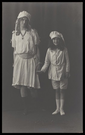 Ralph Mellor in drag. Photographic postcard by L.S. Langfier, 192-.