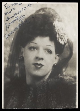 An actor in drag. Photograph, 194-.