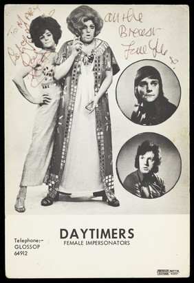 "Daytimers" double-act in drag. Process print, 197-.