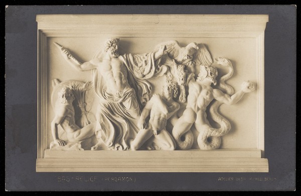 Zeus fighting the Giants. Photograpic postcard, 191-.