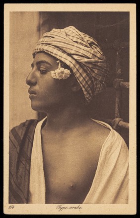 Photograph of an Arab boy in profile, North Africa.