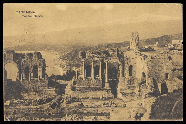 Taormina: ruins of the ancient Greek theatre. 