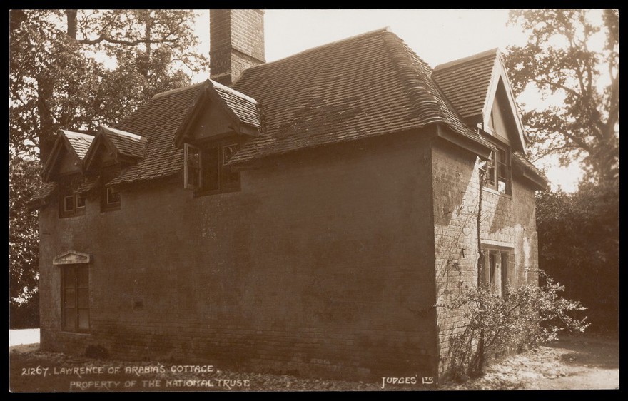 Clouds Hill, the residence of T.E. Lawrence. Photographic postcard, 19--.