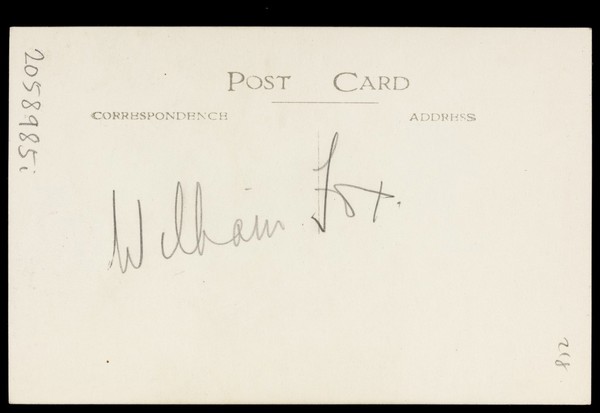William Fox. Photographic postcard, 193-.