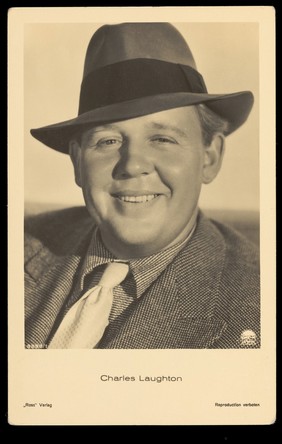 Charles Laughton. Photographic postcard, 193-.