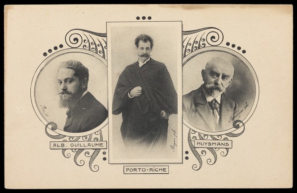 Albert Guillaume, Georges de Porto-Riche, and Joris-Karl Huysmans. Process print, 19--.