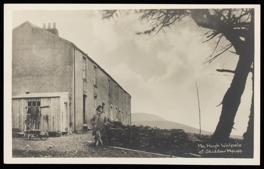 Hugh Walpole at Skiddaw House. Photographic postcard by G.P. Abraham Ltd., 192-.