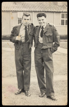 Two young soldiers. Photograph, ca. 1955.