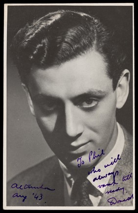 Daniel Ross (actor) at The Garrick Theatre, Altrincham. Photographic postcard, 1943.