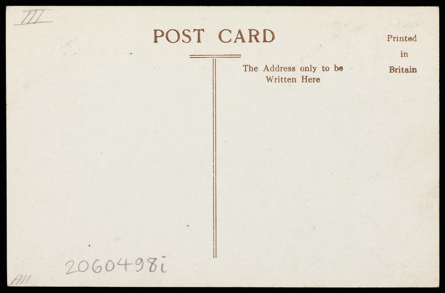 Actors dressed as a clowns, performing for "The Timbertown Follies", at a prisoner of war camp in Groningen. Photographic postcard, 191-.