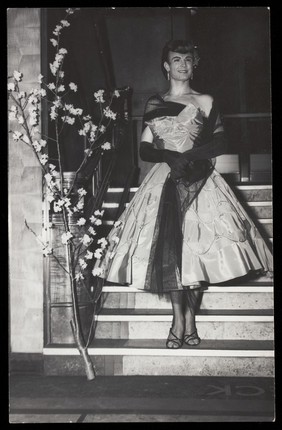 A sailor in drag on S.S. Caronia. Photograph, 195-.