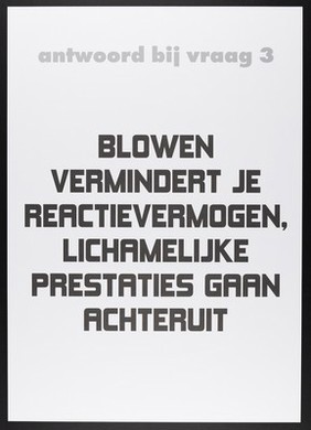 Six questions about drug abuse and six answers. Lithograph, ca. 2000.