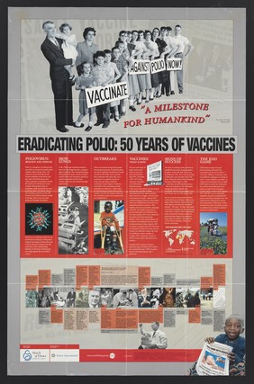 Vaccination against poliomyelitis: review and celebration of fifty years 1955-2005. Colour lithograph, 2005.