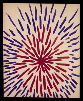 A bursting star. Watercolour by M. Bishop, 1967.