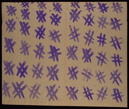 Eight rows of grids. Watercolour by M. Bishop, ca. 1977.