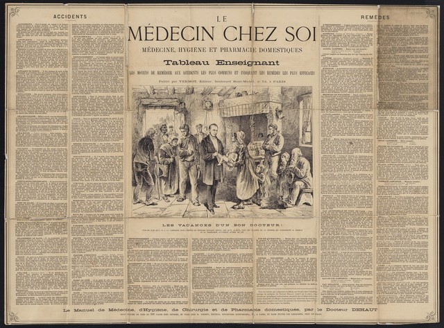 Le médecin chez soi : médecine, hygiène et pharmacie domestique : tableau enseignant : les moyens de remédier aux accidents les plus communs et indiquant les remèdes les plus efficaces.