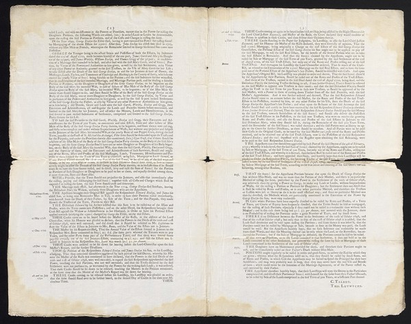 The appellants case : to be heard at the bar of the House of Lords, on Tuesday the first day of May 1733 / C. Talbot, Tho. Lutwyche.