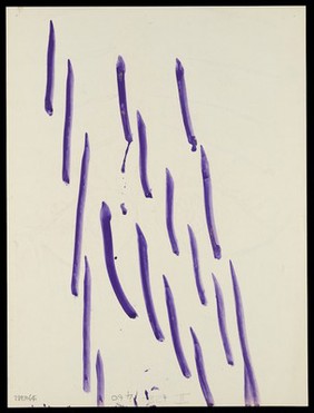 Purple parallel lines. Watercolour by M. Bishop, 1970.