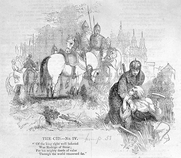 The Cid aiding a leper, 1841, Penny Magazine