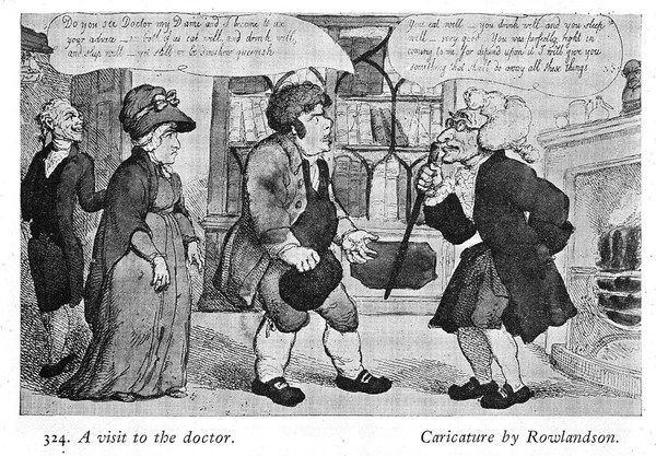 A visit to the doctor, by T. Rowlandson after Woodward.