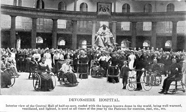 Interior with patients. Devonshire Hospital...