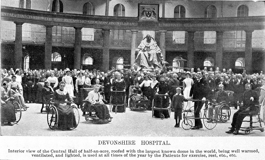 Interior with patients. Devonshire Hospital...