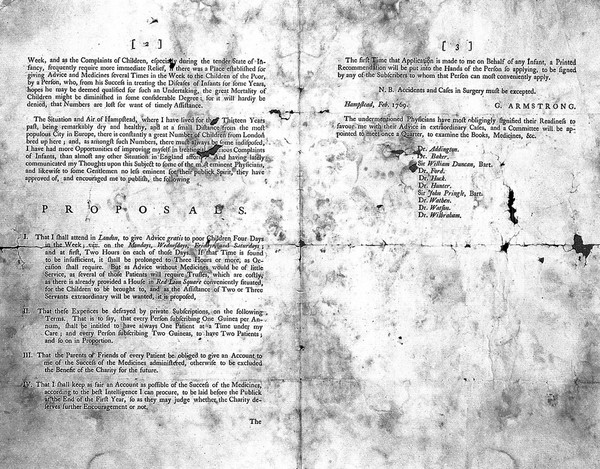 Proposals for administering advice and medicines to the children of the poor / G. Armstrong.