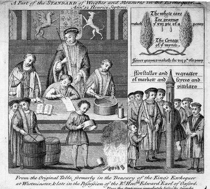 Weights and measures in the Exchequer, 15th century.