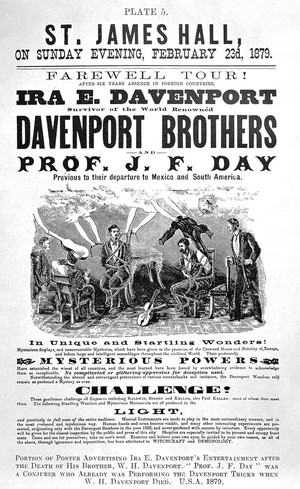 view Poster advertising the entertainment of the Davenport Brothers.