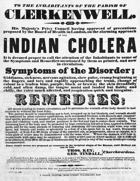 Broadsheet warning about Indian cholera 1831