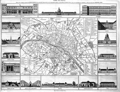 Bibliothéque du Paris médical enseignement et bibliographie de la médecine avec un plan de Paris indiquant les hospitaux, orné de seize vues des principaux hospices ... : (Extrait et continuation jusqu'a l'annee 1854 du ne tome de Paris médical ...) / par Henri Meding, D.M.