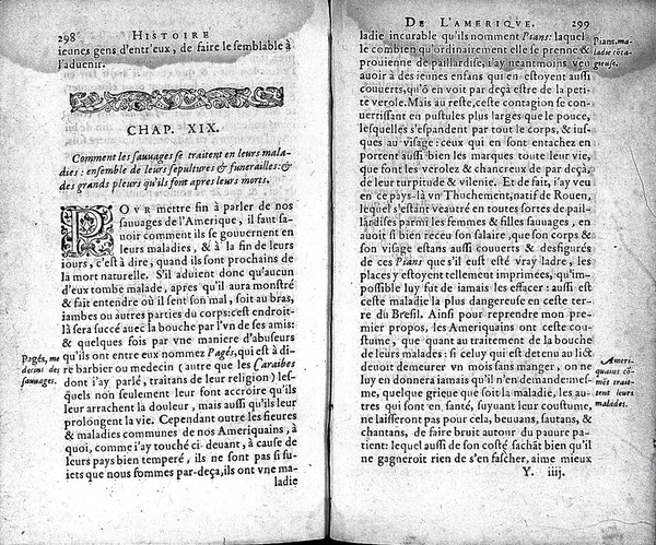 Histoire dún voyage fait en la terre du Bresil, autrement dite Amerique. Contenant la navigation et choses remarquables veues sur mer / par l'autheur. Le comportement de Villegagnon en ce pays-là. Les moeurs et façons de viure estranges des sauuages ameriquains: auec vn colloque de leur langage. Ensemble la description de plusieurs animaux, arbres, herbes et autres choses singulières ... Reveve, corrigée et bien augmentee en ceste troisieme edition, tant de figures.