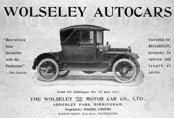 Wolseley autocars, advertisment, 1913.