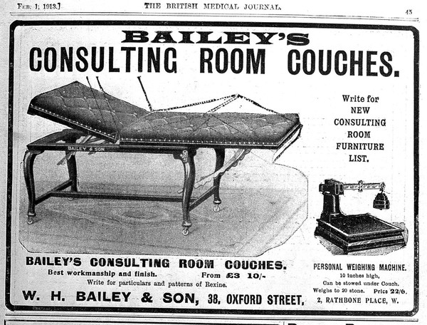Advertisment for Bailey's room couches and scales.