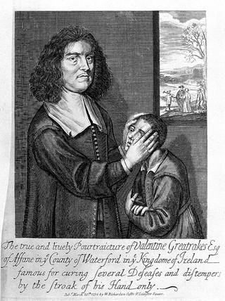 Valentine Greatrakes. Line engraving, 1794, after W. Faithorne, 1666.