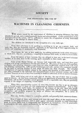 Handbill: Society for use of machines in chimneys cleaning