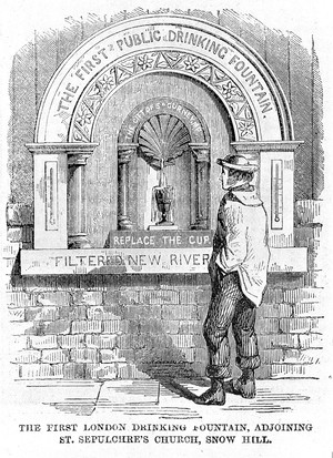 view First London drinking fountain, 1858