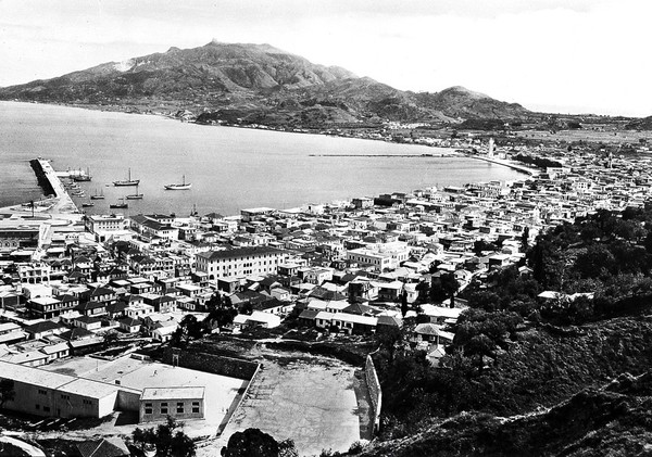 Zante, new town rebuilt after the earthquake of 1953. From a postcard (Dr. O'Malley).