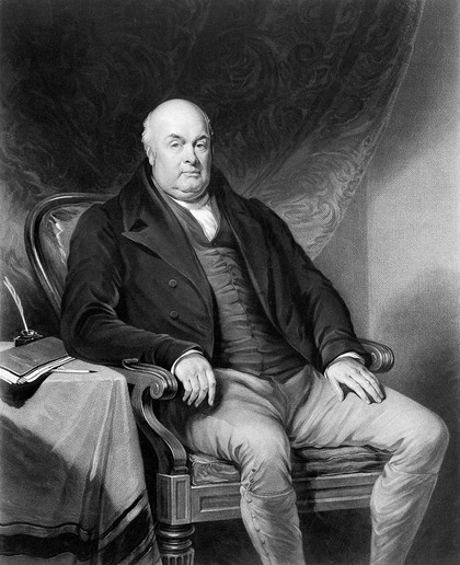 Robert Waring Darwin, seated in an armchair: beside him a letter-book, pen and ink on a table. Mezzotint by T. Lupton, 1839, after J. Pardon.