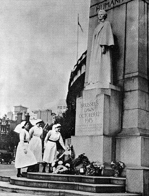 view Statue, Edith Cavell 1865-1915 Brussels, dawn October 12 1915