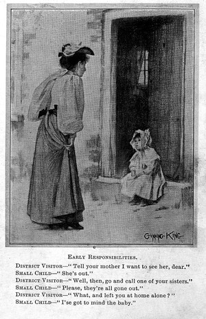 view "Early responsibilities", a drawing from Punch, 1900