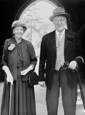 Portrait of Lady and Sir Henry Dale at a wedding