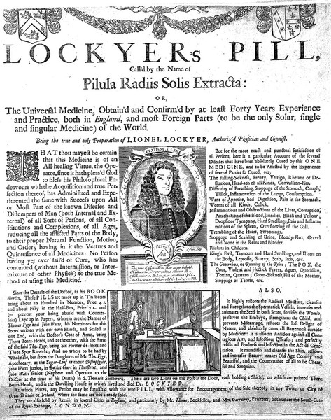 Broadsheet advertsing L.Lockyer's patent medicine