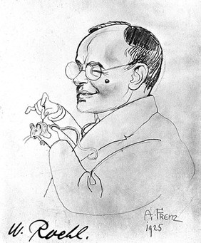 Portrait caricature of Wilhelm Roehl by A. Frenz, 1925