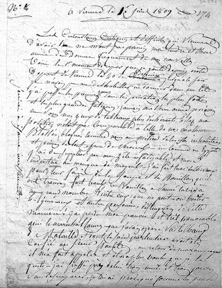 D.J. Larrey, Autograph letter to his wife dated Vienna, June 1st 1809