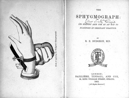 The sphygmograph : its history and use as an aid to diagnosis in ordinary practice / R.E. Dudgeon.