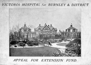 view Victoria Hospital. Facade. Brochure for 'Appeal for Extension Fund'.