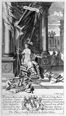 Engraving of allegory of logic? from, Le Grand, An entire body of philosophy..., 1694