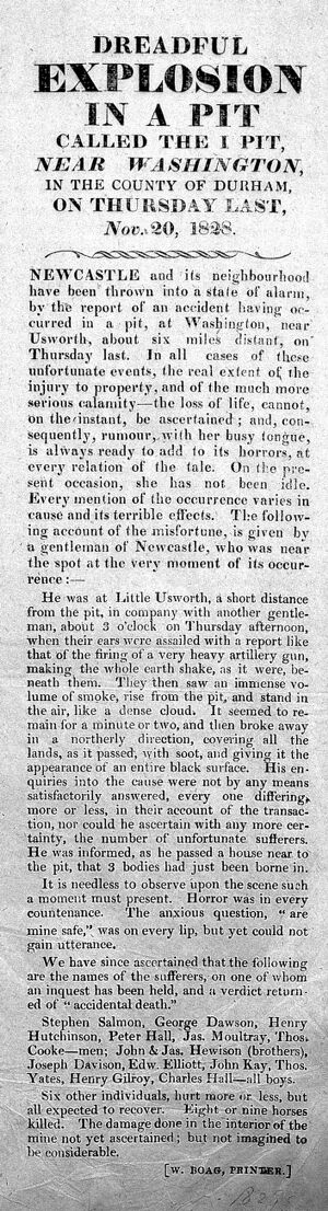 view Dreadful explosion in a pit, 1828