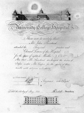 Certificate of John Rankerd U.C.H. with Liston's signature.